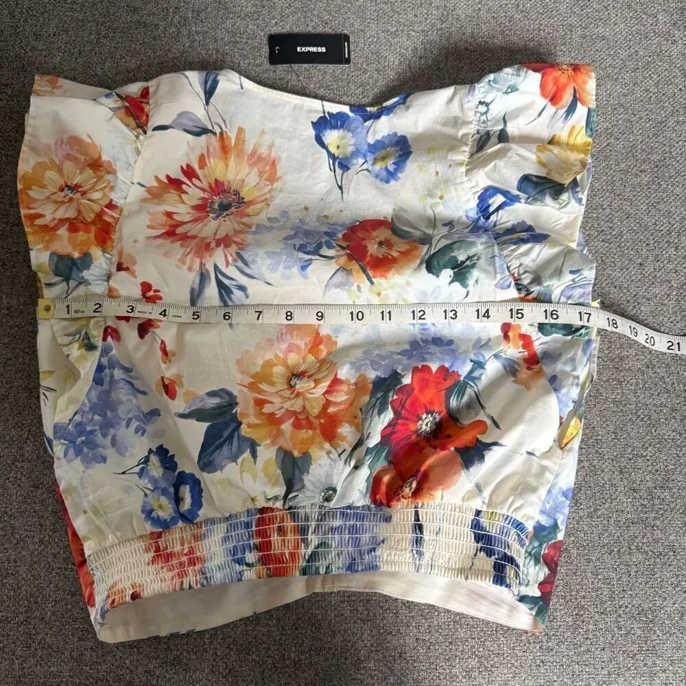 Express Floral Ruffle Sleeve Top Small - Picture 5 of 6